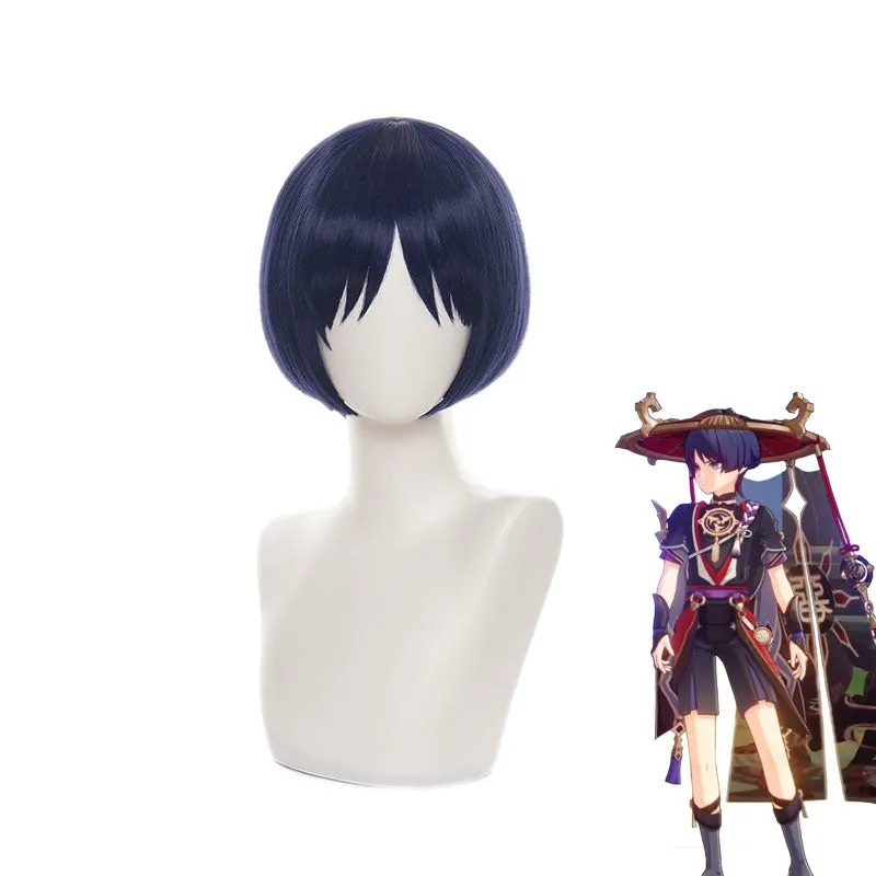 Genshin Impact Scaramouche Blue Short Cosplay Wigs