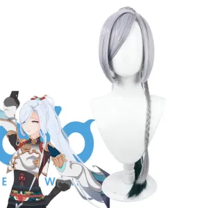 Genshin Impact Shenhe Grey Single Twist Braid Cosplay Wigs