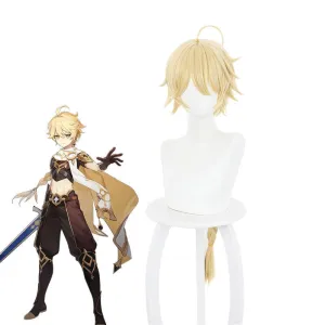 Genshin Impact Traveler Aether Blonde Ponytail Cosplay Wigs