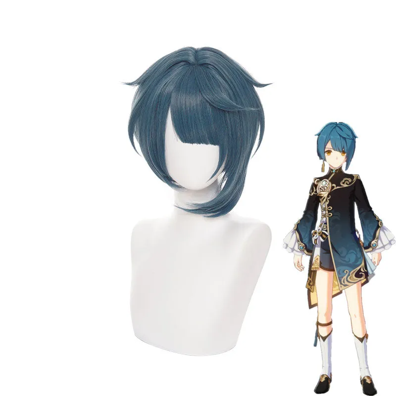 Genshin Impact Xingqiu Navy Blue Cosplay Wigs