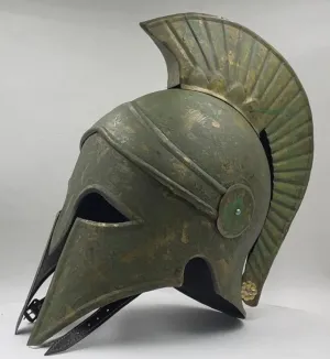 Greek Corianthian Helmet Rusty Oxidised Look Metal Helmet for cosplay Best Gift for Him
