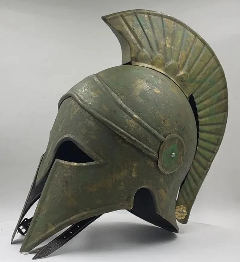 Greek Corianthian Helmet Rusty Oxidised Look Metal Helmet for cosplay Best Gift for Him