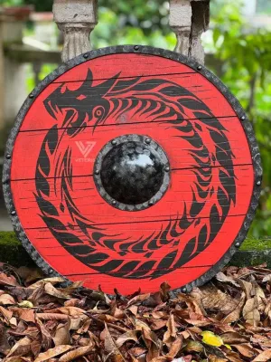 Handcrafted Medieval Viking Shield - 24-inch Wooden Battle Ready Shield