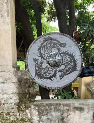 Handicrafts Medieval 24 inch Wooden Viking Shield Handcrafted Battle Ready Shield.