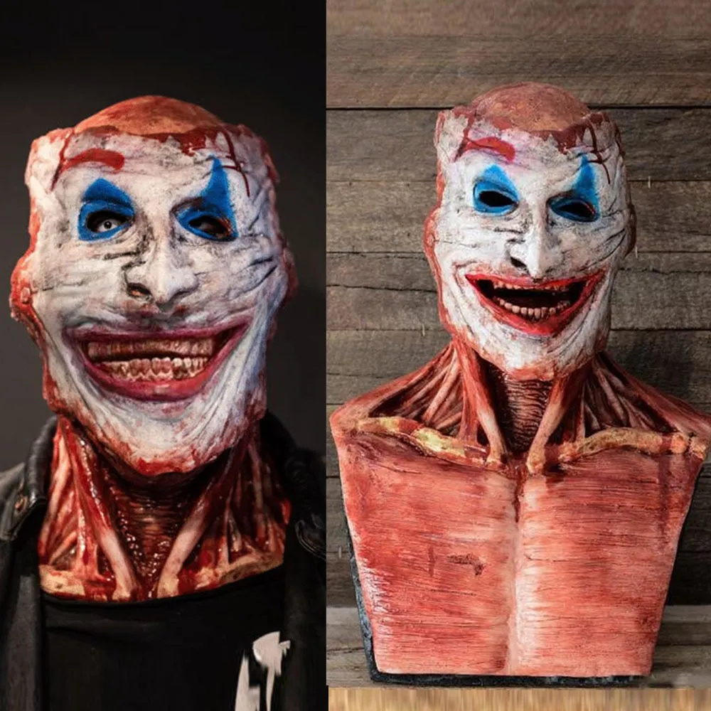 Horrific Scary Bloody Skull Clown Joker Mask | Double Layer Skeleton Demon Killer Cosplay Halloween Horror Mask