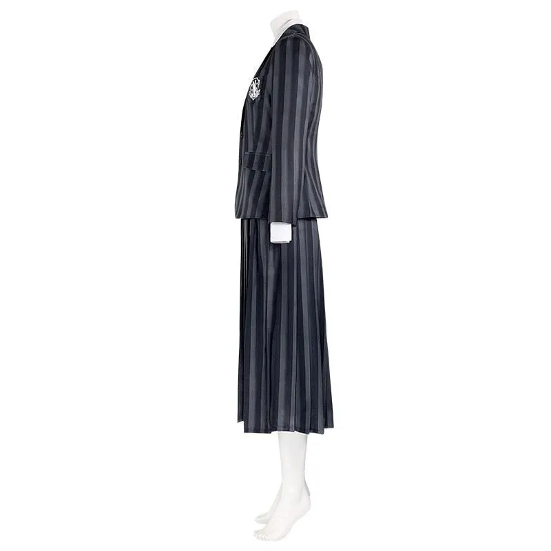 Inspired 2022 Wednesday Addams Cosplay Costume Nevermore Collage School Uniform Suit Coat Prop