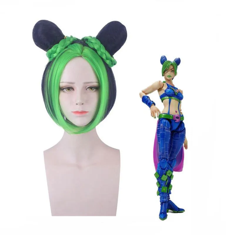 JoJo's Bizarre Adventure Stone Ocean Jolyne Cujoh Mixed Dark Green Cosplay Wigs