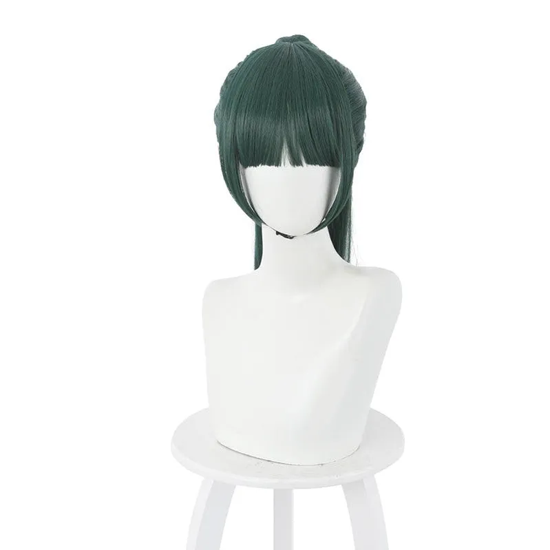 Jujutsu Kaisen Maki Zenin Long Dark Green Cosplay Wigs