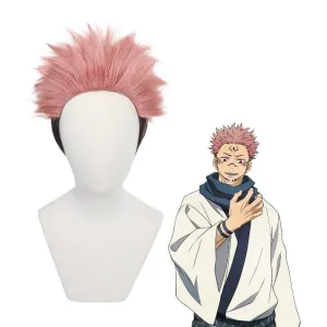 Jujutsu Kaisen Ryomen Sukuna Short Pink Gradient Black Cosplay Wigs