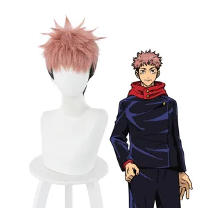 Jujutsu Kaisen Yuji Itadori Short Pink Gradient Black Cosplay Wigs