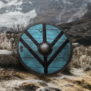Lagertha Shieldmaiden Viking Shield Plank Blue Shield, 24 inches