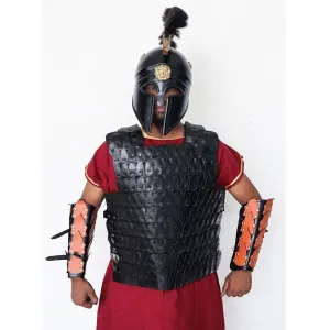 Leather Armor Suit with Greek Metal Helmet LFBA010