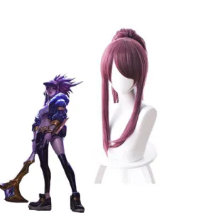 LOL KDA Skin Akali Purple Ponytail Cosplay Wigs