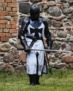 Medieval Black Templar Cross Knight Outfit Full Body Set Armour Cosplay Halloween Suit