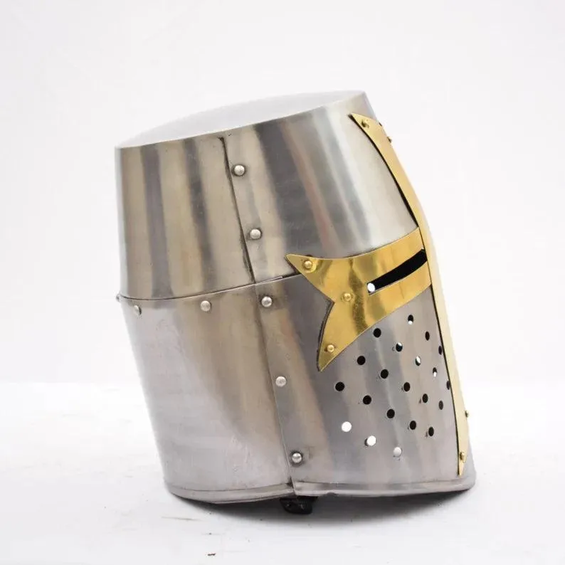 Medieval Crusader Helmet Templar Knight Helmet Silver Finish Crusader Helmet