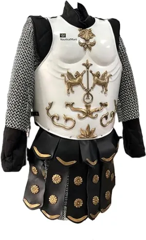 Medieval Roman Cuirass Greek Muscle Armor White LARP Knight Armor Halloween Costume