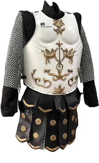 Medieval Roman Cuirass Greek Muscle Armor White LARP Knight Armor Halloween Costume