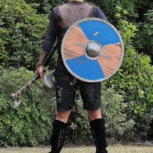 Medieval Round Viking Shield Cosplay and Battle-Ready Armor - Fully Functional 24-Inch Shield