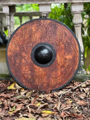 Medieval Viking Age Shield Handcrafted 24" Round - Battle Ready for Costume, Roleplay, Warriors