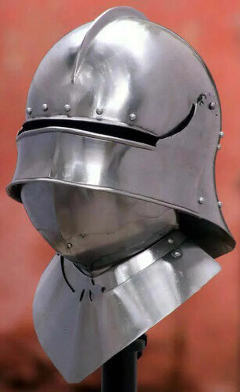 Medieval Visor Helmet ~ Medieval Tournament Close helmet ~ LARP Steel Helmet.