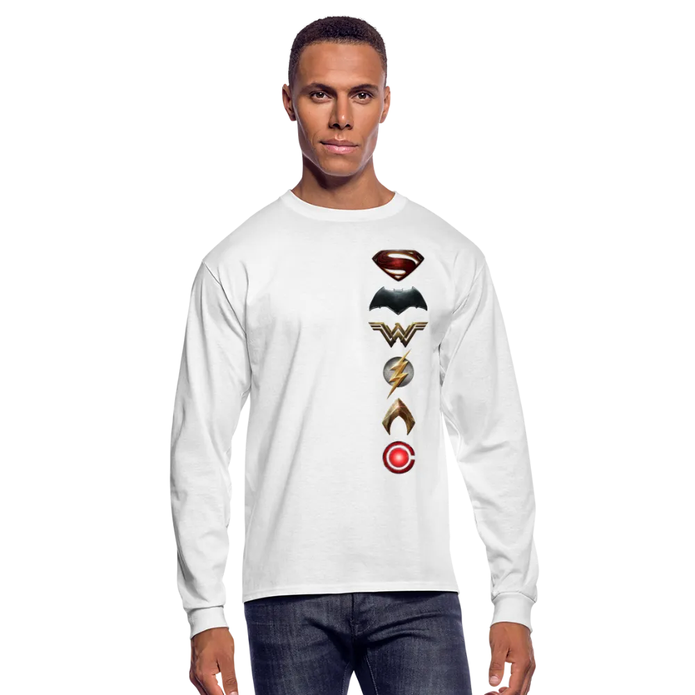 Men's Justice League Movie Long Sleeve 100% Cotton Symbol Logo Shirt Tee - 4 Colors