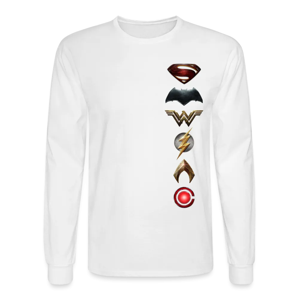 Men's Justice League Movie Long Sleeve 100% Cotton Symbol Logo Shirt Tee - 4 Colors
