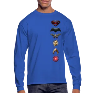 Men's Justice League Movie Long Sleeve 100% Cotton Symbol Logo Shirt Tee - 4 Colors