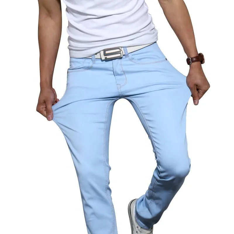 Men's Skinny Tight Stretch Jeans / Pants / Trousers (7 Solid Colors)
