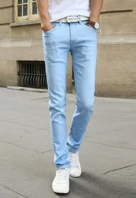 Men's Skinny Tight Stretch Jeans / Pants / Trousers (7 Solid Colors)
