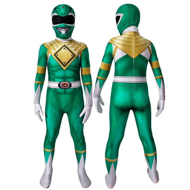 Mighty Morphin Power Rangers Yamato Tribe Knight Burai Dragon Ranger Green Ranger Children Jumpsuit Cosplay Costumes