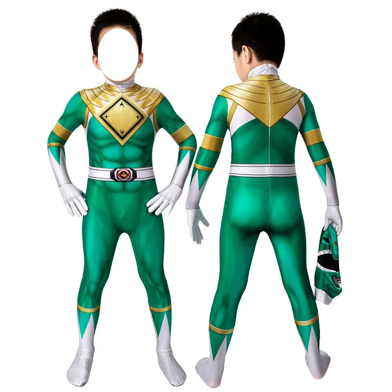 Mighty Morphin Power Rangers Yamato Tribe Knight Burai Dragon Ranger Green Ranger Children Jumpsuit Cosplay Costumes