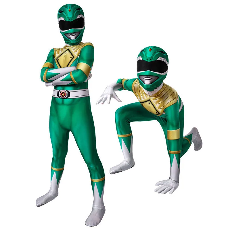 Mighty Morphin Power Rangers Yamato Tribe Knight Burai Dragon Ranger Green Ranger Children Jumpsuit Cosplay Costumes