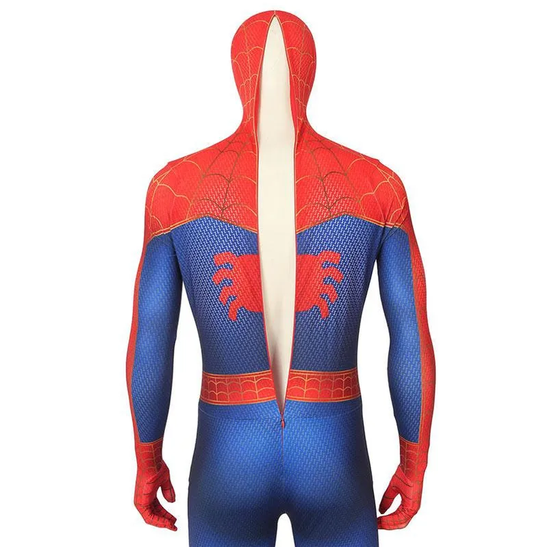 Movie Spider-Man: Into the Spider-Verse Peter Parker Spiderman Jumpsuit Cosplay Costume with Free Headgear