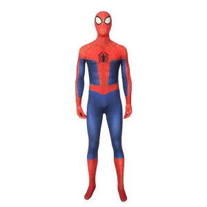 Movie Spider-Man: Into the Spider-Verse Peter Parker Spiderman Jumpsuit Cosplay Costume with Free Headgear