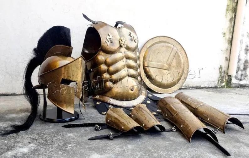 Muscle Jacket With Armor Spartan Helmet, Shield, Halloween Medieval Greek Costumes ~ 300 Movie Christmas Gift Home Dcor