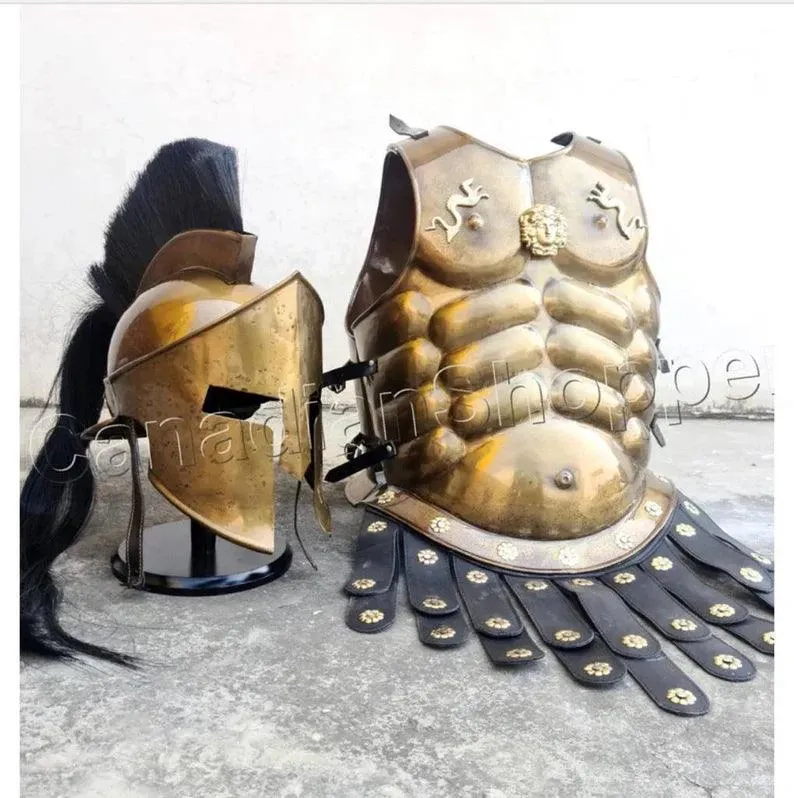 Muscle Jacket With Armor Spartan Helmet, Shield, Halloween Medieval Greek Costumes ~ 300 Movie Christmas Gift Home Dcor