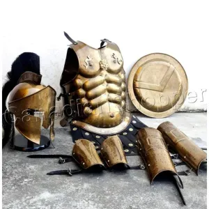 Muscle Jacket With Armor Spartan Helmet, Shield, Halloween Medieval Greek Costumes ~ 300 Movie Christmas Gift Home Dcor