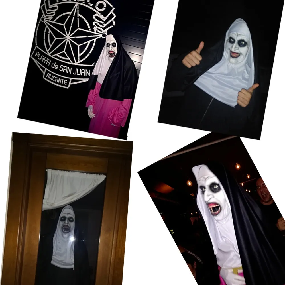 NEW 2023 The Nun Full Cosplay Costume Mask Robe Suit Valak Halloween Prop