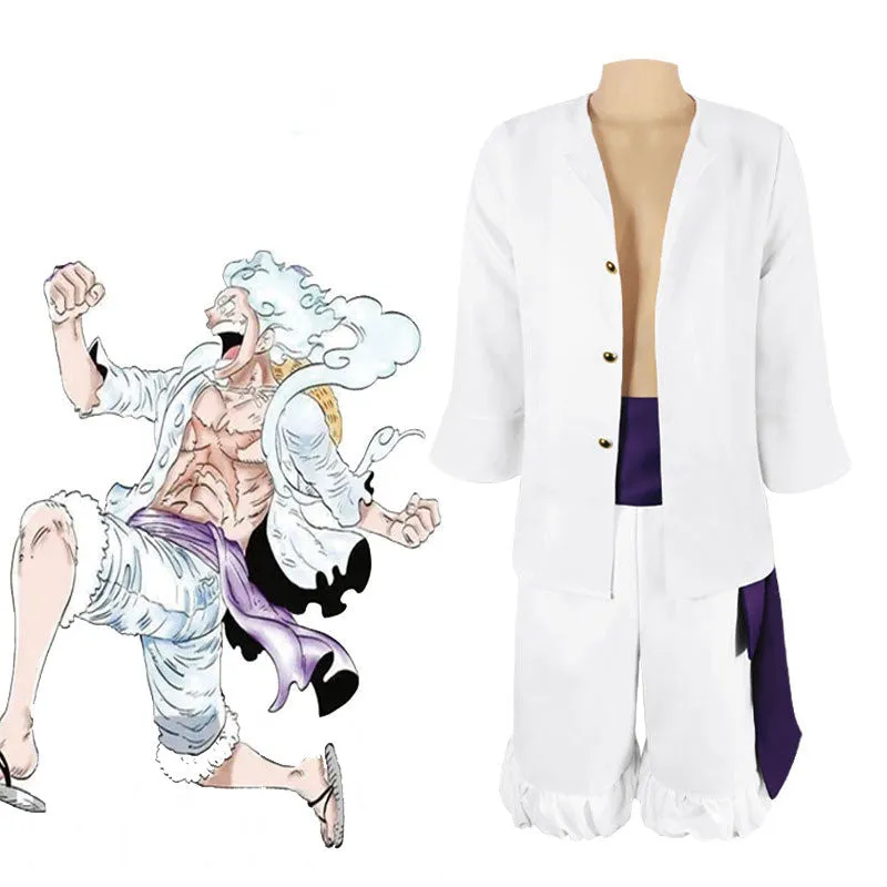 One Piece Wano Country Luffy Gear 5 Nika White Cosplay Costumes