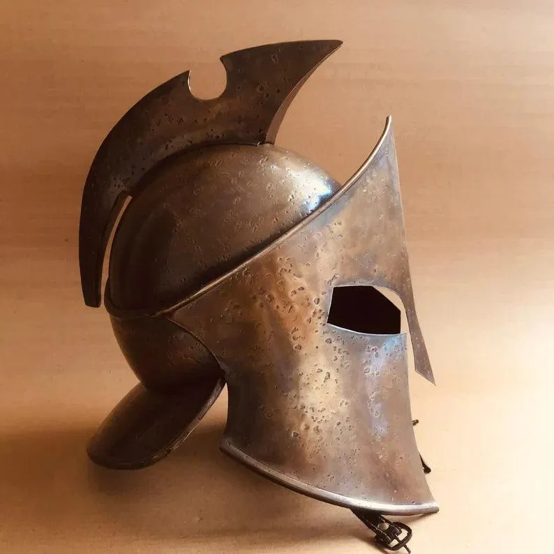 Rise of Spartan Movie Helmet - Fully Functional Medieval Wearable Helmet with Wooden Stand