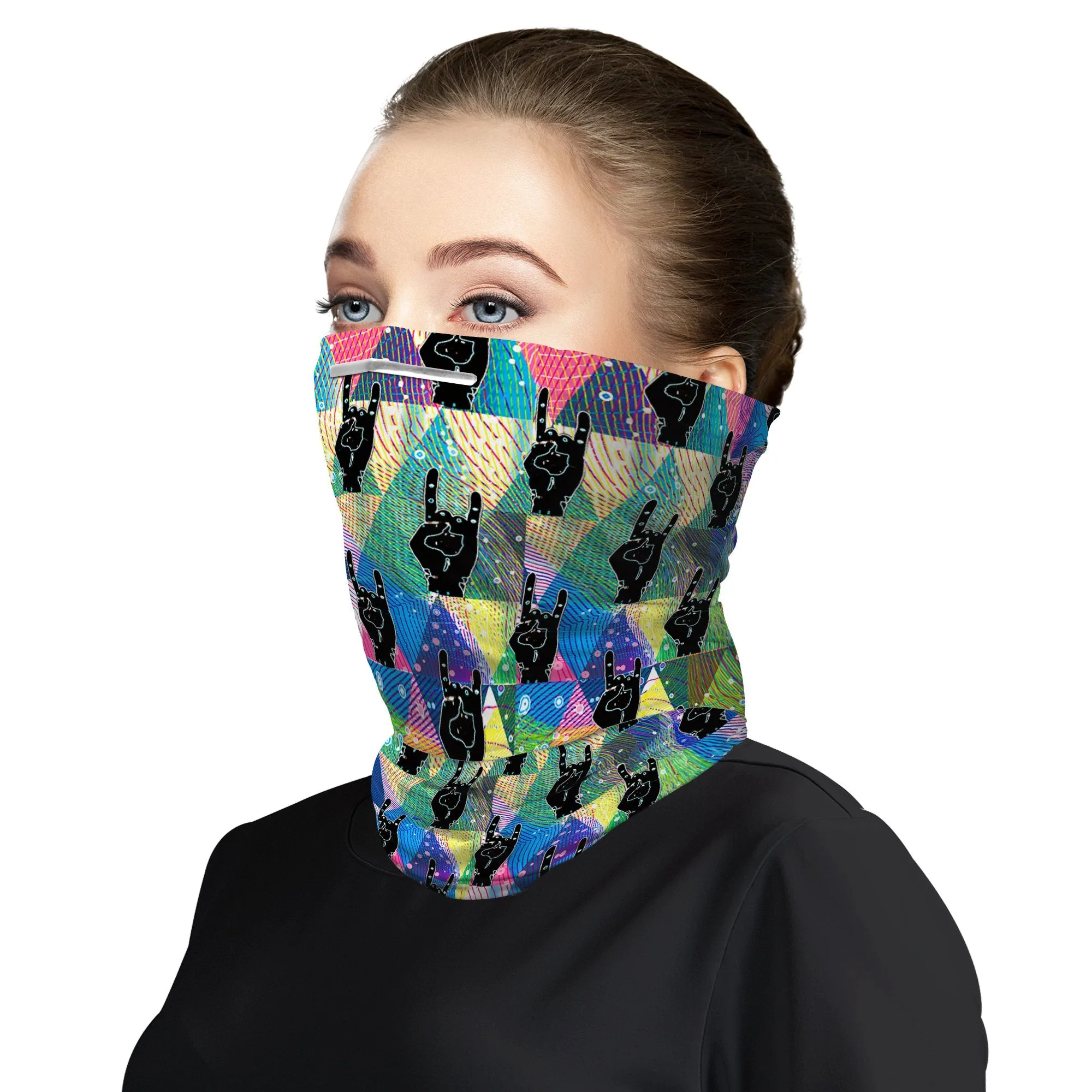 RockOn Snood Face Mask Balaclava Scarf Cover | 2x - 50x Disposable Five Layer Filter Pads Available