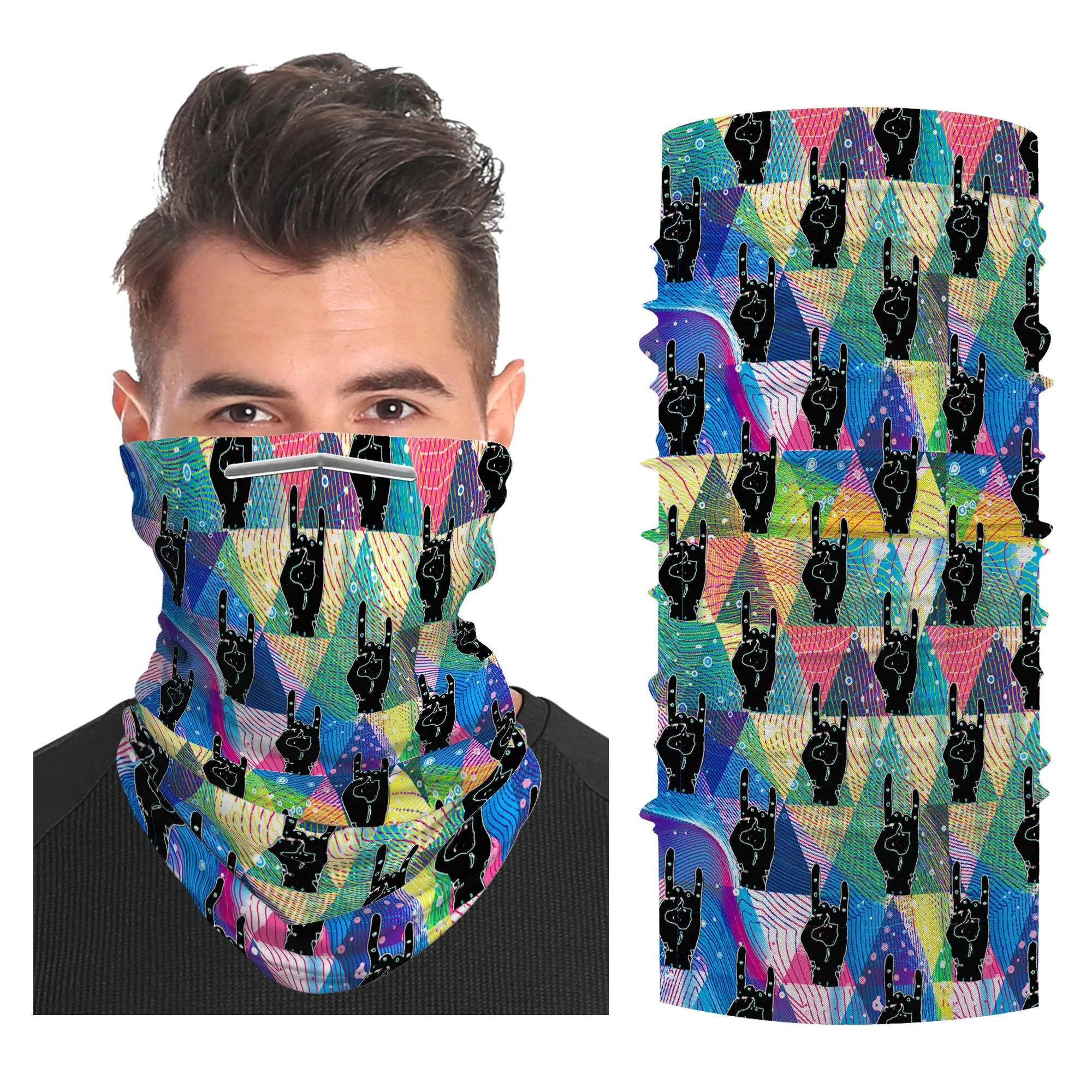 RockOn Snood Face Mask Balaclava Scarf Cover | 2x - 50x Disposable Five Layer Filter Pads Available