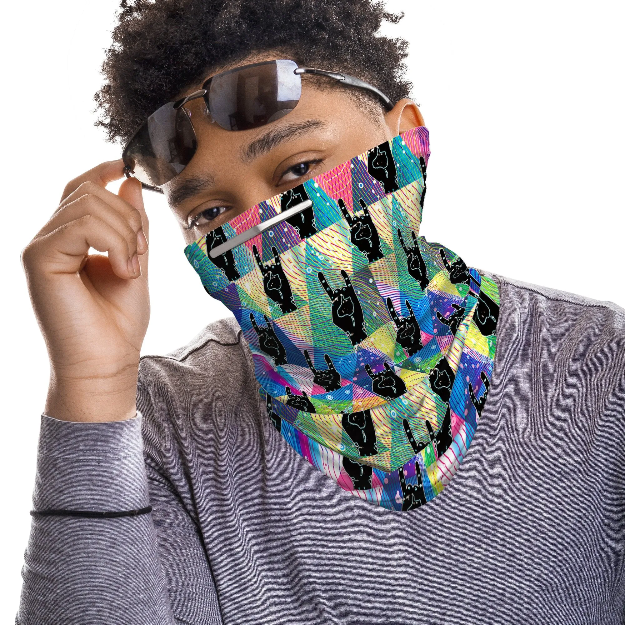 RockOn Snood Face Mask Balaclava Scarf Cover | 2x - 50x Disposable Five Layer Filter Pads Available