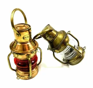 Set of 2 Antique Anchor Oil Lamp, Nautical Maritime Ship Lantern, Home/Office Decor gift