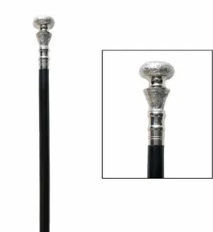 Silver Brass Handle Antique Victorian Cane Wooden Walking Stick