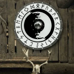 Skll and Hati Smooth Viking Shield,  24"