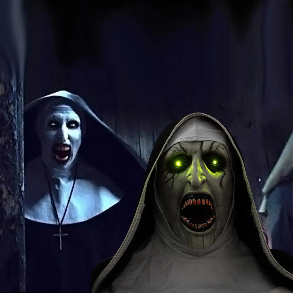 Special Edition: The Nun Mask with Glowing LED Eyes and Scary Audio Horror Voice Sounds Conjuring Valak Cosplay Mask