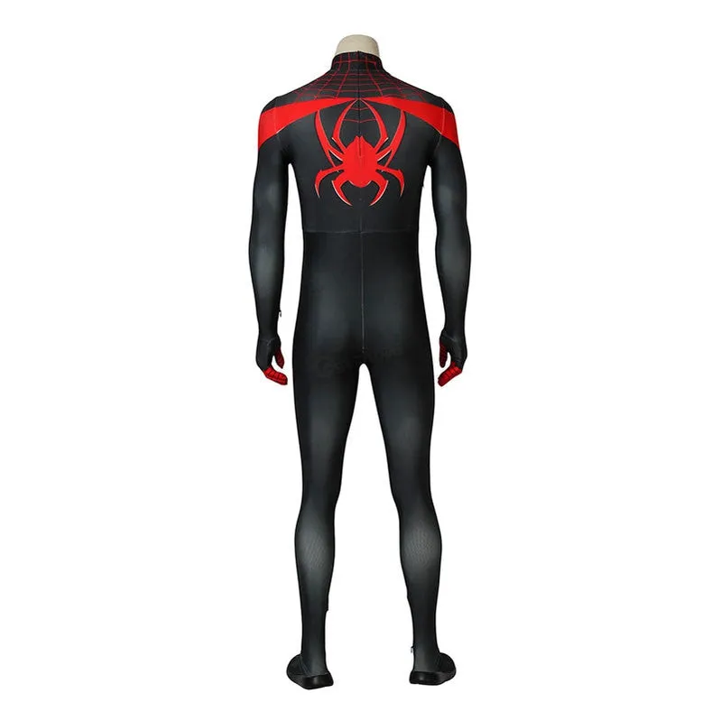 Spider-Man: Into the Spider-Verse Miles Morales Spiderman Elastic Force Jumpsuit Cosplay Costume with Free Headgear