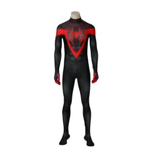 Spider-Man: Into the Spider-Verse Miles Morales Spiderman Elastic Force Jumpsuit Cosplay Costume with Free Headgear