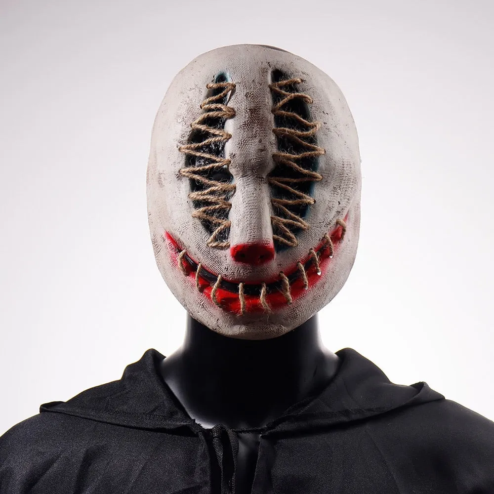 Stitched Eye Mouth Style Joker Scary Horror Mask Halloween Clown Costume Face Mask Prop